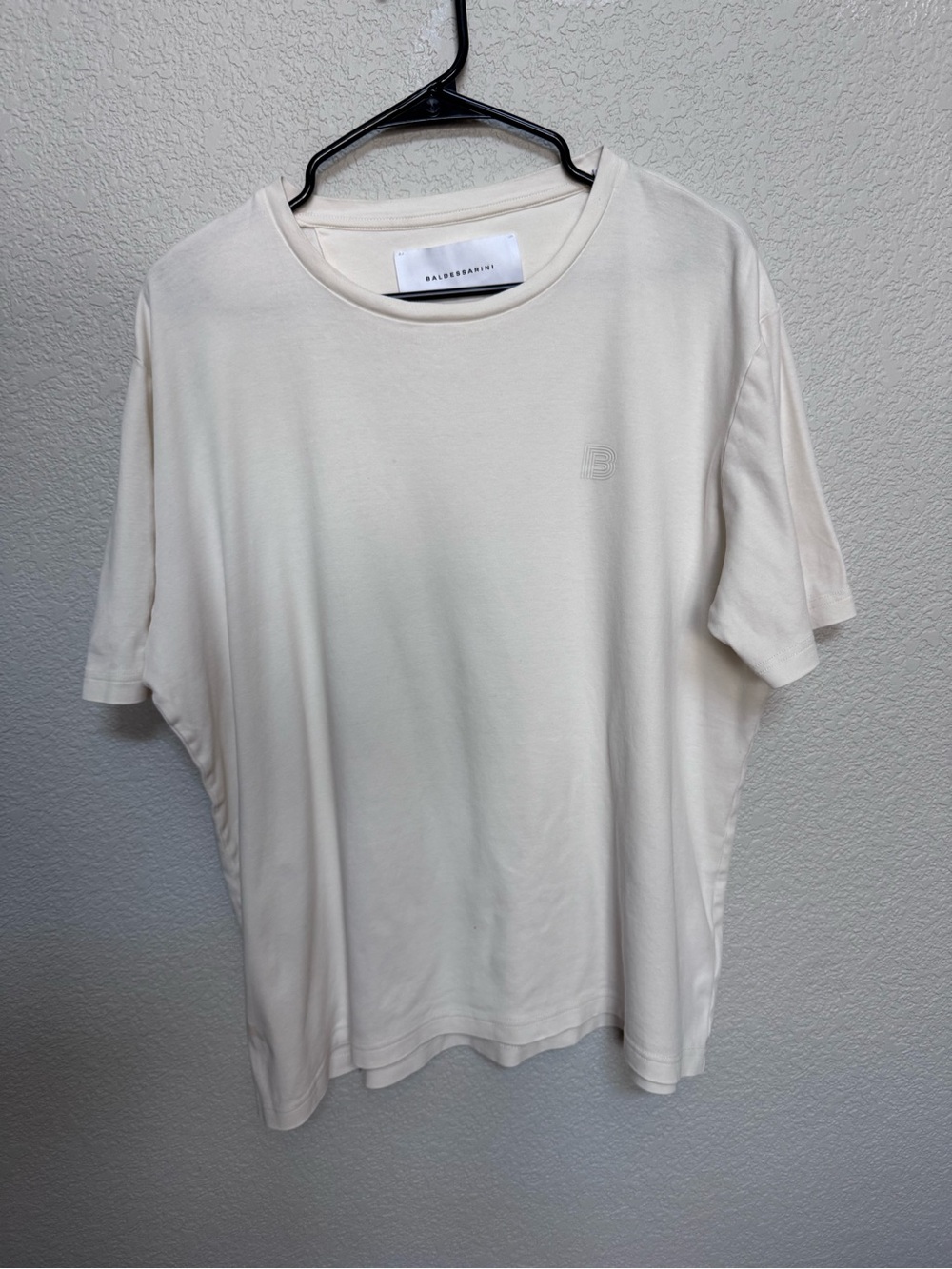 Baldessarini Off White Crewneck Tee Men’s L Monochromatic Logo